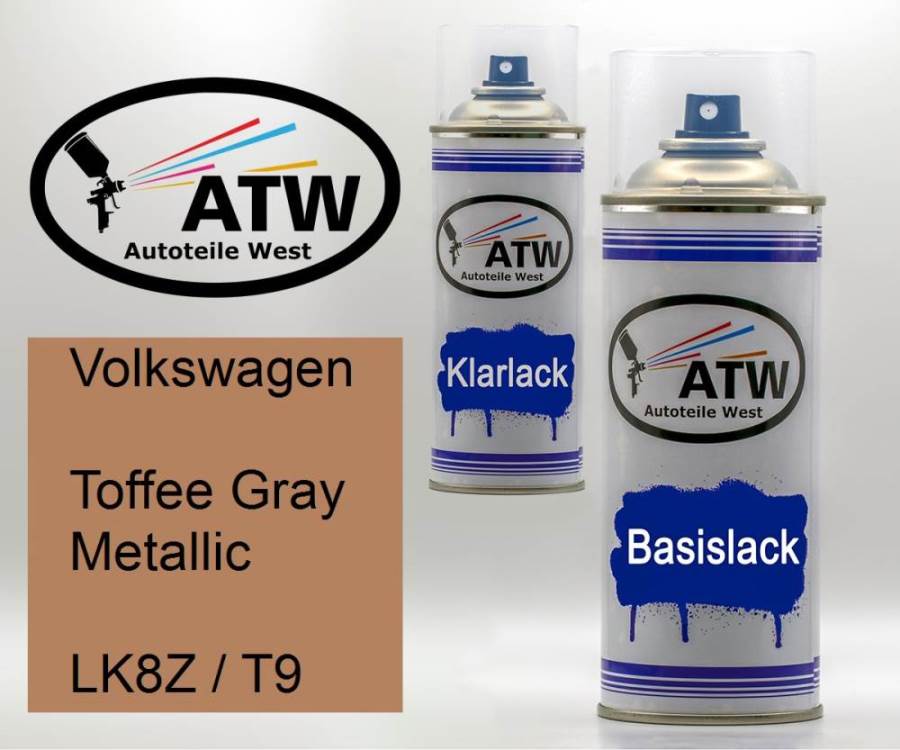 Volkswagen, Toffee Gray Metallic, LK8Z / T9: 400ml Sprühdose + 400ml Klarlack - Set, von ATW Autoteile West.